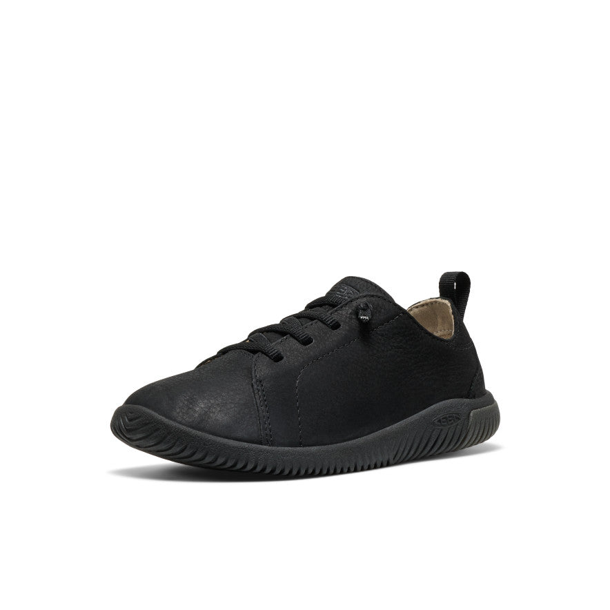 Big Kids' KNX Leather Sneaker Triple Black - Image 2