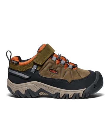 Little Kids' Targhee IV Waterproof Hiking Shoe Dark Olive/Gold Flame