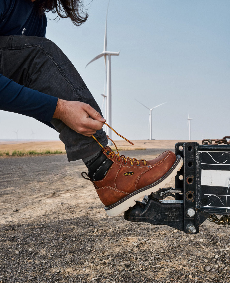 Men's Cincinnati 6" Waterproof 90° Heel Boot (Soft Toe) Tuscan Red/Sandshell - Image 9