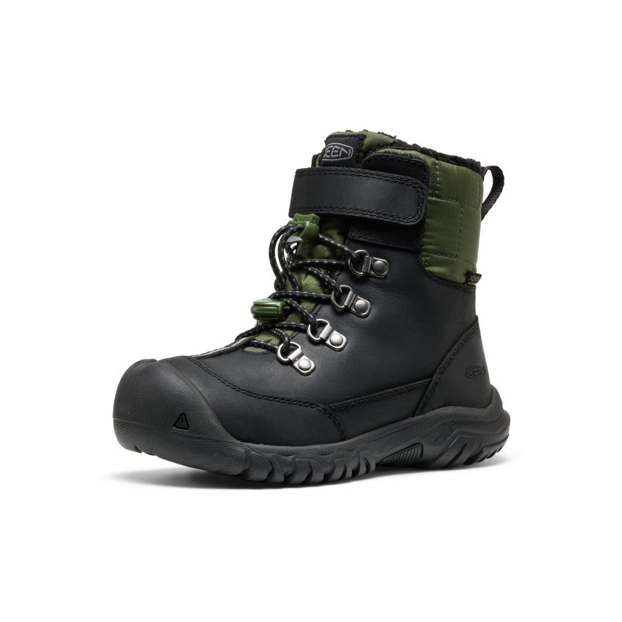 Little Kids' Kanibou Waterproof Winter Boot Black/Bronze Green - Image 3